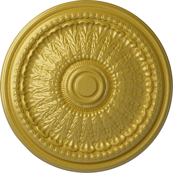 Ekena Millwork Brunswick Ceiling Medallion (Fits Canopies up to 4 1/2"), Hand-Painted Rich Gold, 27"OD x 2 1/2"P CM27BRRGS - main